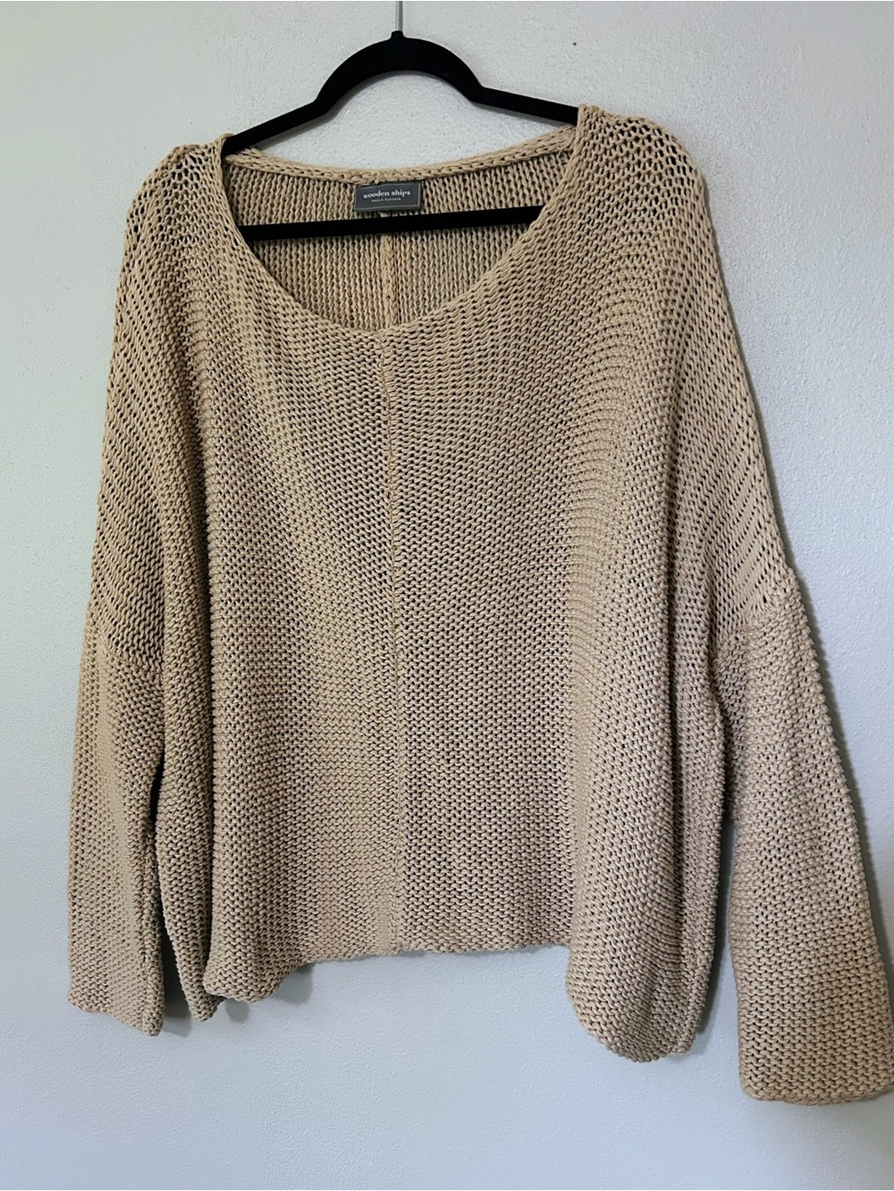 wooden ships Cream Open-Knit Chunky Oversized Women's Sweater